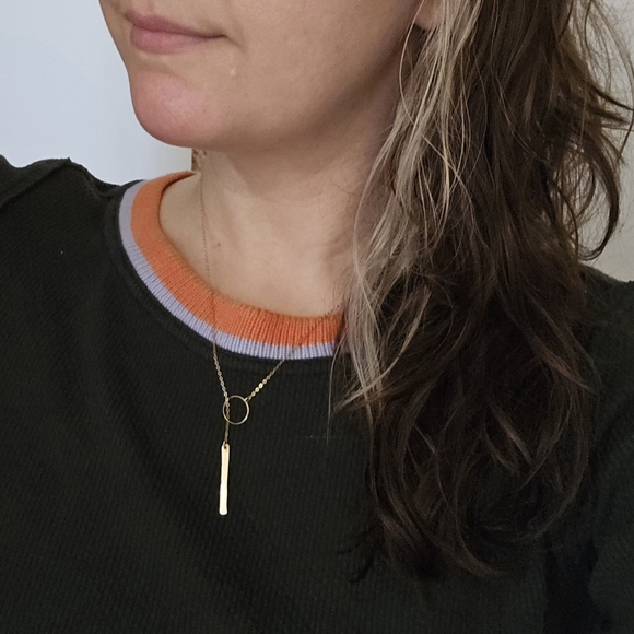 Vintage Gold Tone Delicate Chain Lariat Choker Necklace Dainty aesthetic - Picture 2 of 6